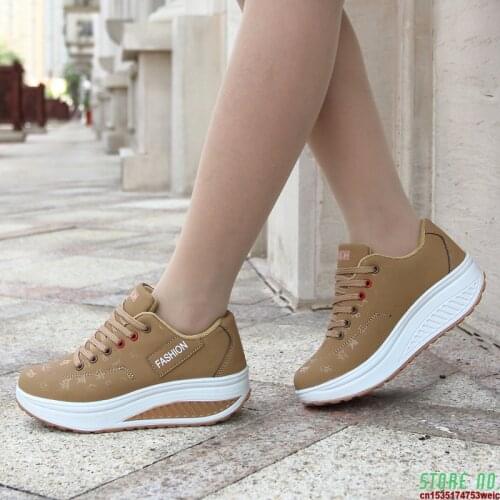 Sport Shoes Woman 2020 Fashion Platform Sneakers Women Running Shoes Breathable PU Wedges Shoes Fitness Slimming Shoes Plus Size