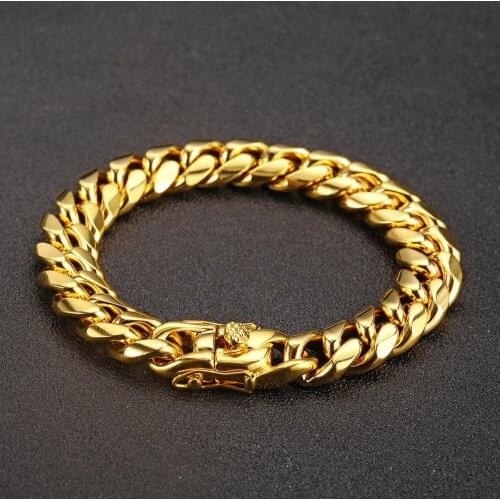 Hip hop bracelet Stainless Steel never fade High quality 12mm width cuban chain bracelets Hiphop jewelry gifts for women and men