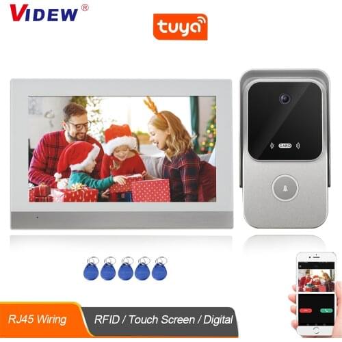 VIDEW 7 Inch Video Door Phone Intercom System Tuya Digital Doorbell with Camera and Monitor RFID Access Door Bell for Home Villa