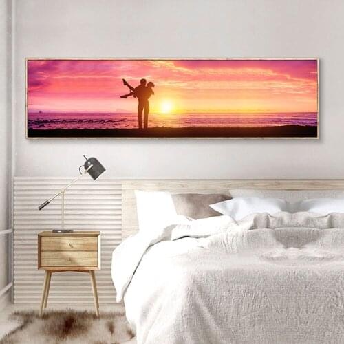 Sunset Skyline Wall Art Decorative Canvas Prints Seaside Pop Art Canvas Paintings On The Wall Canvas Pictures For Bed Room Decor