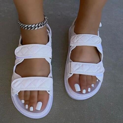 Women 2021 spring/summer new beach Double layer leather thick bottom all-match flat sandals outdoor leisure ms slippers