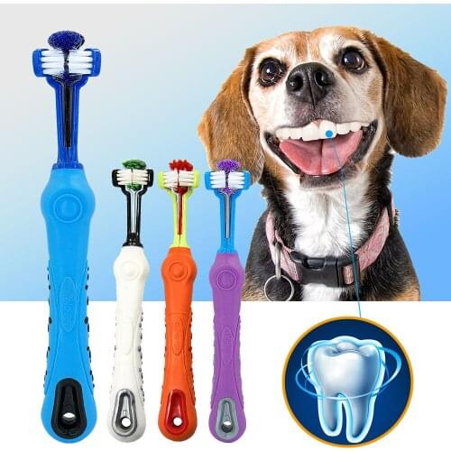 Dog Toothbrush Soft Pet Cat Toothbrush WithThree Sided Dogs Rubber Tooth Brush Bad Breath Tartar Teeth Tool Pet Accessories