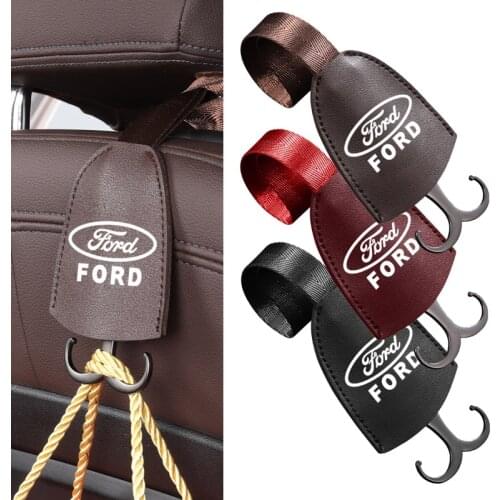 1Pcs Car Styling Portable PU Leather Car Seat Hook Back Hook For Ford Explorer Kuga Mondeo Ecosport Fiesta Focus Fusion Ranger