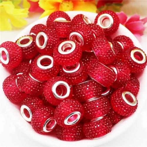 10Pcs New Handmade Red Bayberry Round Spacer Beads Large Hole European Charms Fit Pandora Bracelet DIY Pendants Necklace Jewelry