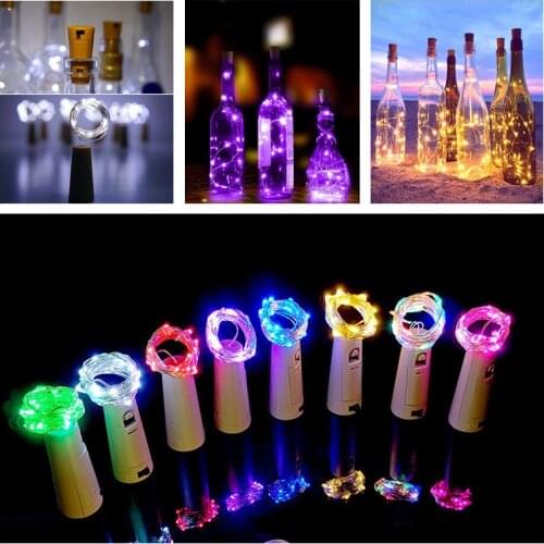 10pcs LED Wine Bottle Lights Cork Shape Copper Wire Colorful String Lights for Indoor Outdoor Wedding Christmas Lights Navidad