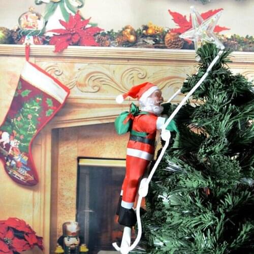 30cm Santa Claus Climbing on Rope Ladder for Christmas Tree Indoor Hanging-Christmas-Xmas-Party Home Door Wall Decoration