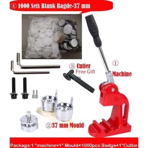 37mm Button Badge Mould with 1000sets 37mm Pin Button Badge Raw Material +Button Badge Maker Business Sets