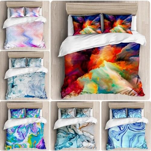 3D Marbling Duvet Quilt Simple Bedding Sets Cover Set Comforter Bed Linen Pillowcase King Queen Full Double Luxury Home Texitles