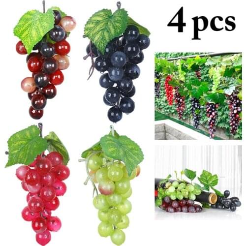 4 Bunches Artificial Grape Realistic 24-Grain Artificial Fruit Photography Prop