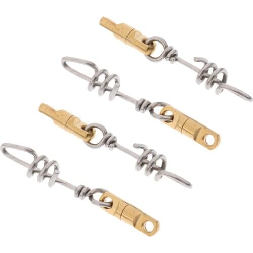 4x Heavy Cork Screw Fishing Swivel With Swirl Connector Lure Tackle Big Game