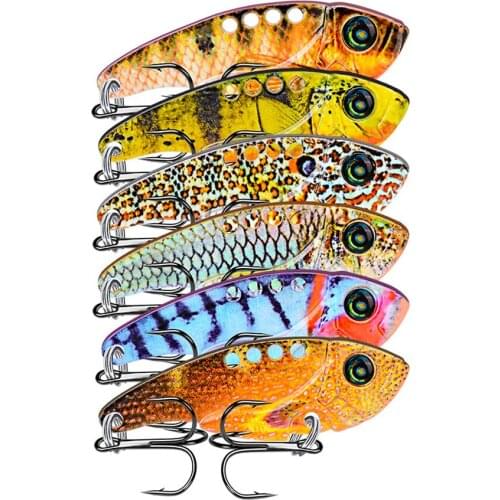 6pcs New 55mm 11g Metal VIB Fishing Lures Vibrations Spoon Lure Fishing Hard Crankbait Artificial Cicada Bait Wobbler Spinner