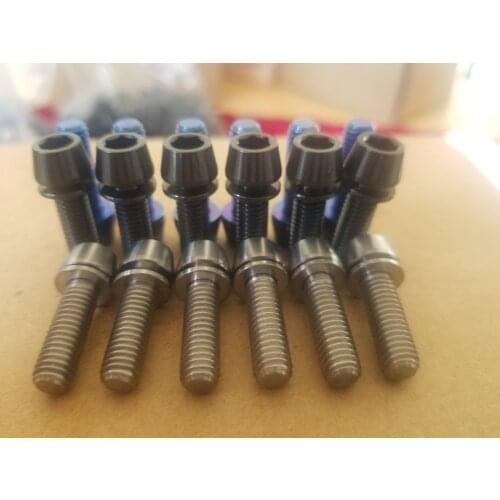 8pcs GR5 Bicycle Titanium Steel Screws Bolts With Titanium Washer M6*20mm TI-6al-4V DIN912 Inner Hexagon Ultralight