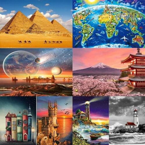 DIY 5D Art Diamond Painting Diamond Architectural Pattern Diamond Mosaic Full Embroidery Home Decoration