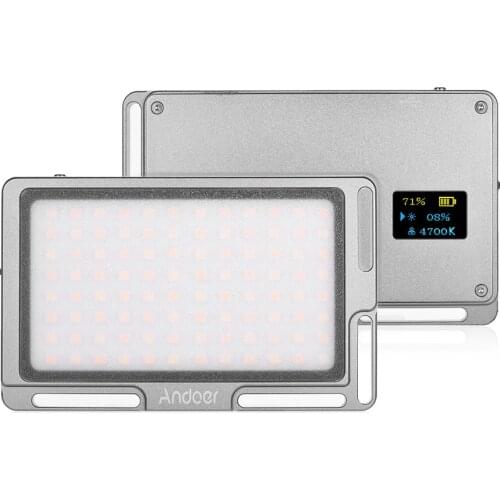 Andoer Portable LED Video Light Hole Dimmable 96pcs LED Panel Camera Fill Light with OLED Screen 1/4" Screw for DSLR Cameras
