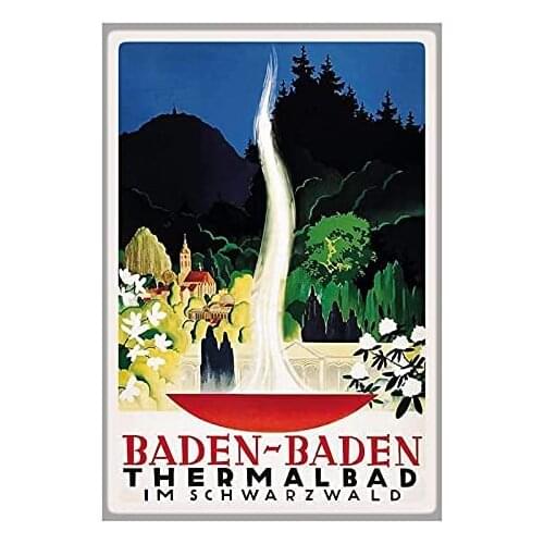 Bernice Blechschild Baden Thermalbad im Schwarzwald Metallschild 20x30 Tin-Plate Sign, 20x30 cm, Multicoloured