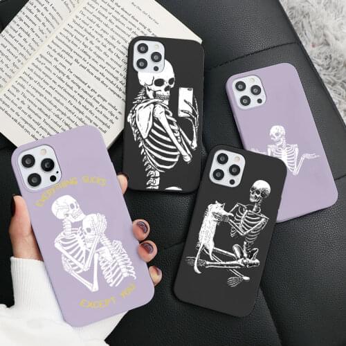 Funny Skull Cover For Samsung Galaxy A10 A12 A02S A32 A31 A52 A51 A50 A40 A71 A72 S8 S10E S9 S10 S20 FE S21 Ultra Plus TPU Case