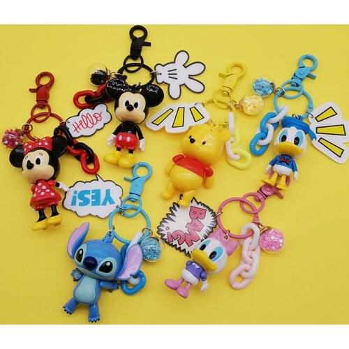 Disney Cartoon characters children doll Donald Duck Mickey bear cartoon cute new mold dimensional keychain key pendant toys