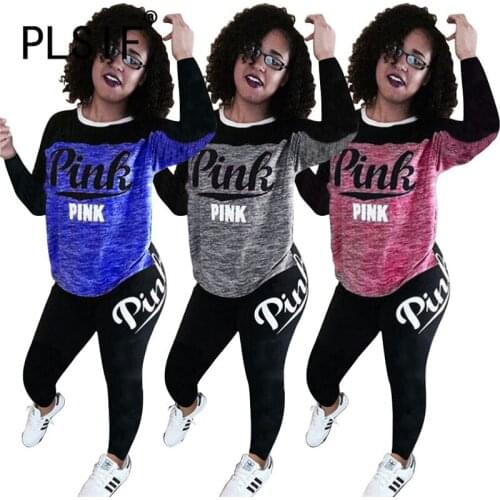 Women O Neck Print Tracksuit Sporty 2 Pieces Tops And Long Pant Set Lady Two Pieces Track Suits