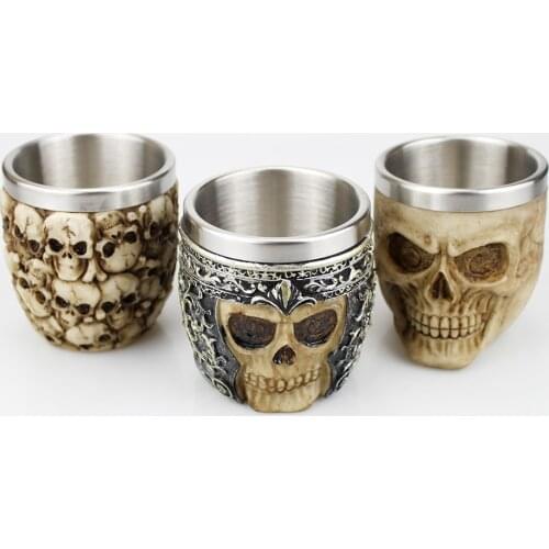 Gothic Design Stainless Steel Skull Mug Skeleton Beer Cup Shot Glass Kitchen Bar Drinkware Relatives Friends Gifts