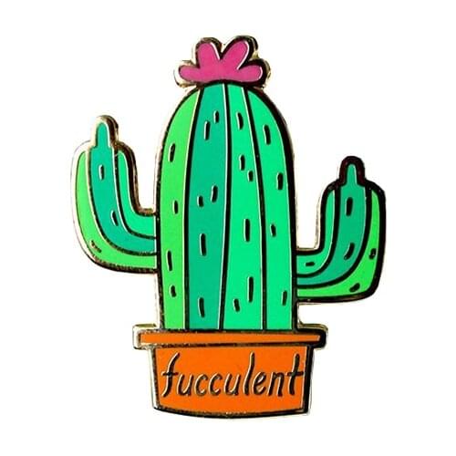 Cactus Enamel Brooch Pin