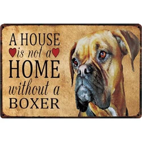 [ Kelly66 ] Dogs Boxer Warning Metal Sign Tin Poster Home Decor Bar Wall Art Painting 20*30 CM Size y-2109