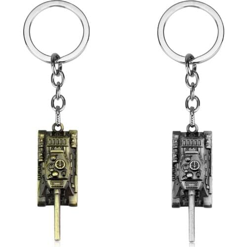 Game WOT 3D Tanks Pendant Key chain antique color world of tanks keyring for men Jewelry accessories