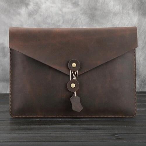 KUNDUI Men Crazy horse package maletas first layer Cowhide briefcase envelope bag man Genuine leather Paper bags Resource kit