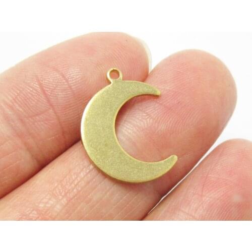 Brass moon charm 18.6x14x1mm Raw brass crescent earrings pendant -20pcs R1291