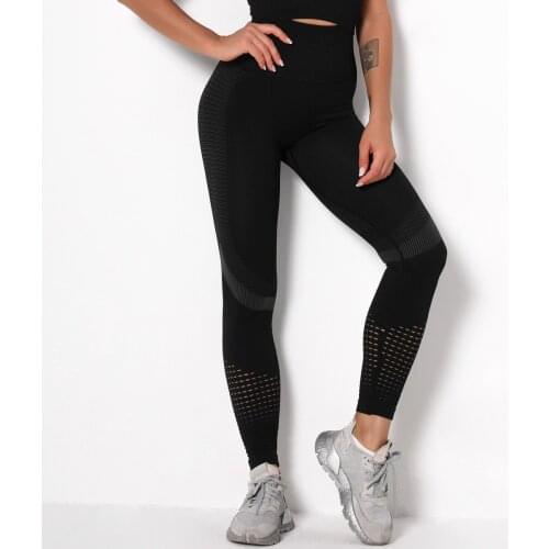High Waist Fitness Gym Leggings Women Seamless Energy Tights Workout Running Activewear Yoga Pants Hollow Sport Trainning Wear