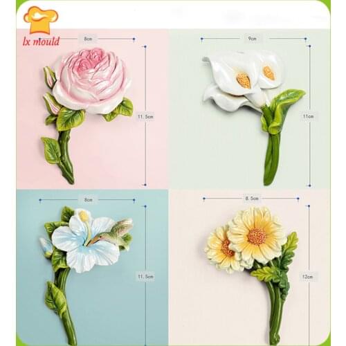 LXYY New Plant Flowers Silicone Molds Daisy Butterfly Orchid Lily Rose Lily Flower Decoration Cake Moulds