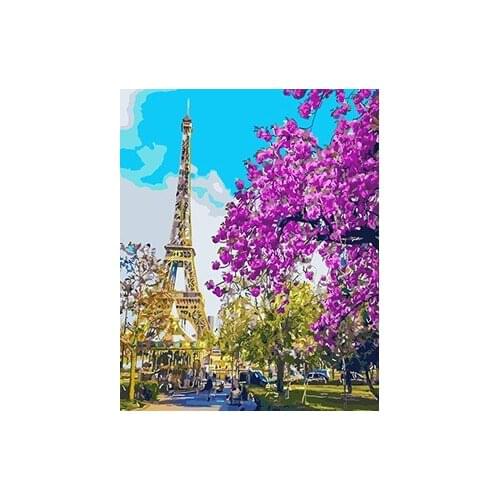 MaHuaf-X708 Spring in Paris Diy oil Painting By Numbers Modern Wall Art Picture Unique Gift For Wedding Decoration 40x50 framed