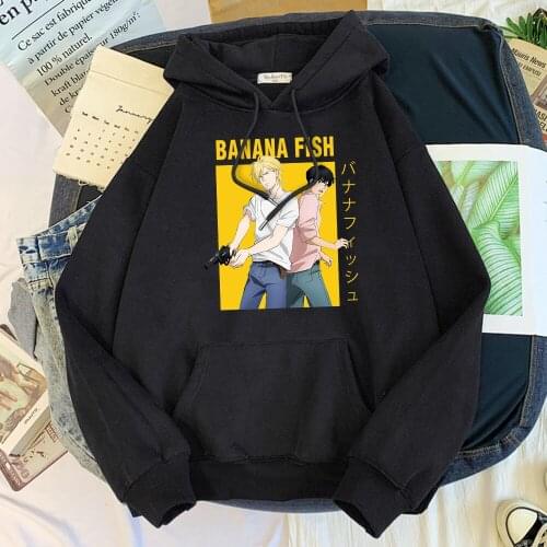 Banana Fish Cartoon Anime Printing Men Hoodie 2020 Fashion Hoody Vintage Oversize Autumn Clothes Fleece Pocket Sweatshirts Mens