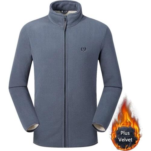 Men Outdoor Large Size Winter Fleece Jackets Thicken Thermal Breathable Windproof Lining Climbing Skiing Hiking Casual Clothing