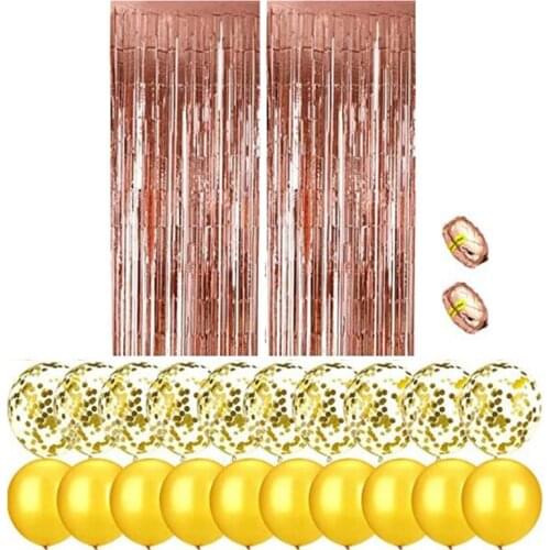 Rose Gold Golden Rain Silk Balloon Set Childrens Birthday Party Decoration and Arrangement Latex Balloon Set