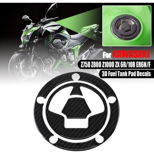 For KAWASAKI Z750 Z800 Z1000 ZX6R ZX10R ER6N/F Motorcycle Fuel Tank Pad Decals Gas Oil Cap Cover Carbon Fiber Stickers Protector