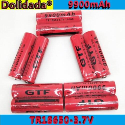 New 18650 battery GTF 18650 Battery li-ion Battery 3.7V 9900mAh Rechargeable Battery for flashlight battery(Red)