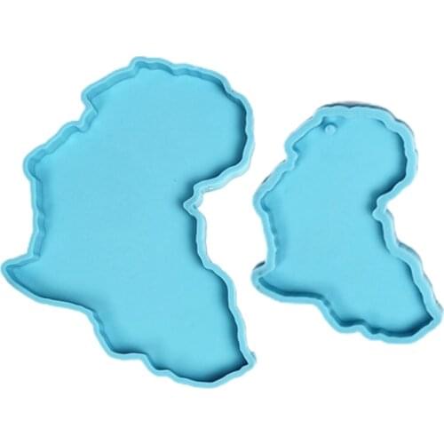 Africa Map Shape Coaster Cup Mat Pad Epoxy Resin Mold Keychain Pendants Silicone Mould DIY Crafts Jewelry Casting Tools