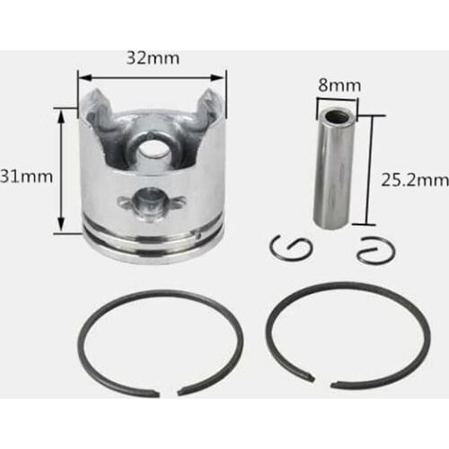 PISTON ASSY 32MM FOR 1E32F 32F 23CC 2 STROKE FREE POSTAGE KOLBEN W/ RIGNS PIN CIRCLIPS STRIMMER PARTS