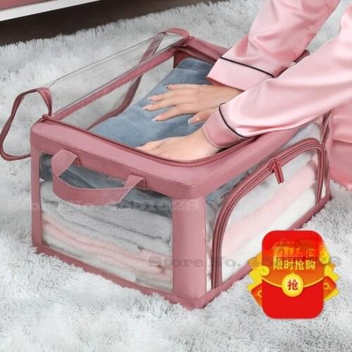 Transparent Clothing Storage Box Cloth Art Collapsible Debris Storage Household Simplicity Wardrobe Quilt Storage Artifact