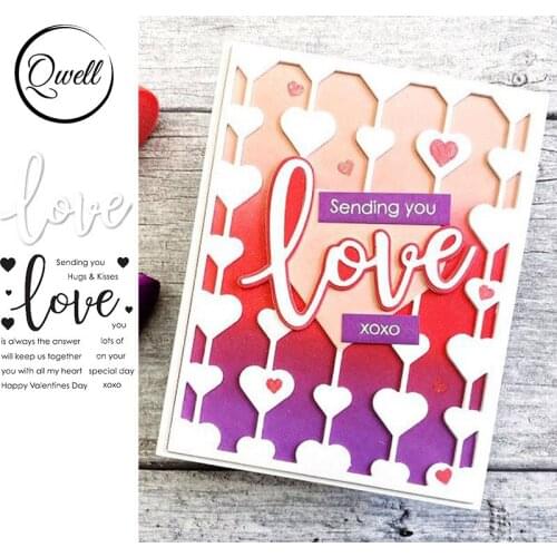 QWELL Word Love Clear Stamps and Metal Cutting Dies for Scrapbooking Card Making Paper Embossing Craft New 2020 die cuts