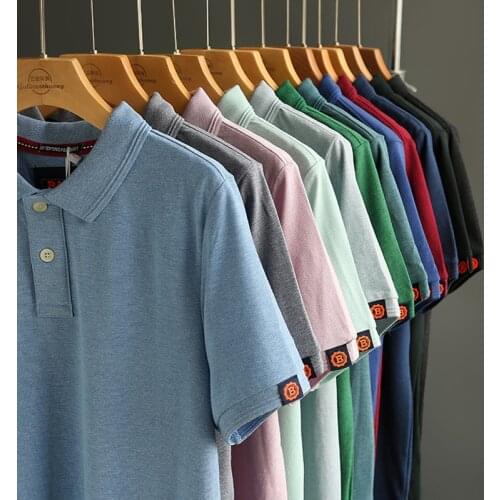 9 Color Mens Summer Business Casual Simple Polo Shirt Male Comfortable Soft Cotton Dark Blue Short Sleeve Polos Shirts M-XXXL