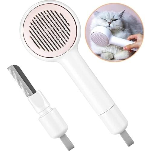 Dog Self Cleaning Slicker Cat Brush 2in1 Pet Flea Comb for Dogs Grooming Toll Automatic Hair Brush Trimmer Pet Hair Remover