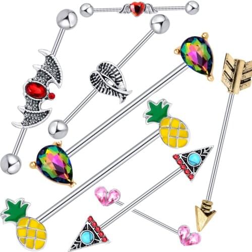 TIANCIFBYJS Industrial Barbell Earring Cartilage Piercing 14G Surgical Steel Fashion Industrial Piercing Jewelry