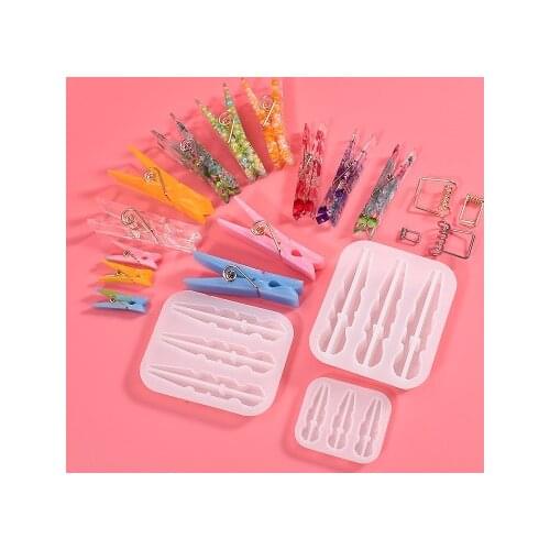 Clips Silicone Mold Transparent DIY UV Epoxy Resin Casting Moulds Clothespin Photo Clip Crafts Decoration Jewelry Accessories