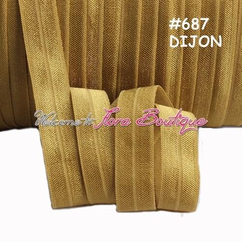 Special colored elastic ribbon with fold over line for headwear, #687 dijon elastic webbing fold over elastic