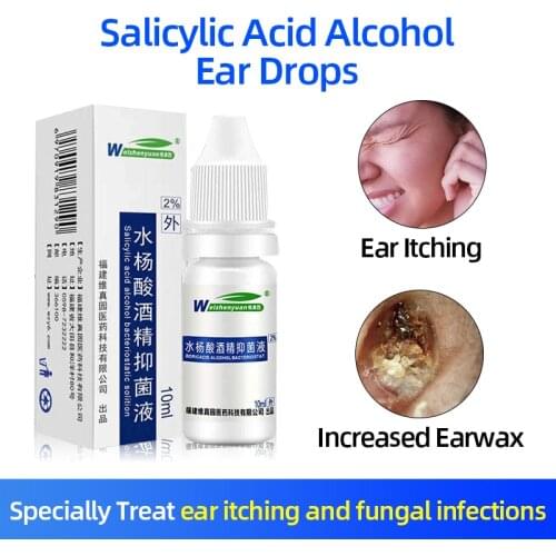 Salicylic Acid Alcohol Ear Drops Earache Itching Antibacterial Liquid Earwax Removal Cleaning Health Care