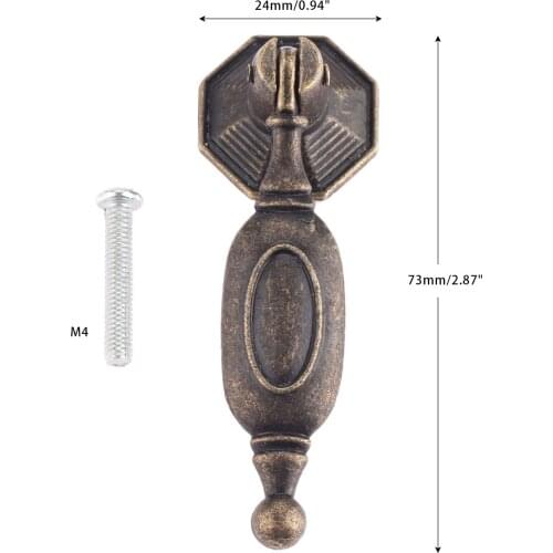 Vintage Antique Bronze Furniture Handles Alloy Kitchen Cabinet Drawer Cupboard Pull Handles Wooden Box Ring Knobs 73*24mm