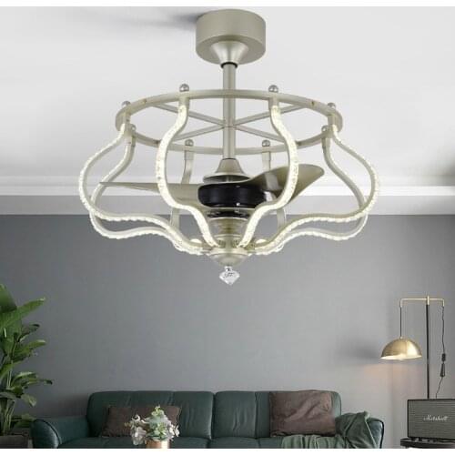 LED invisible ceiling fan light living room creative bedroom fan modern personality art flower fan light