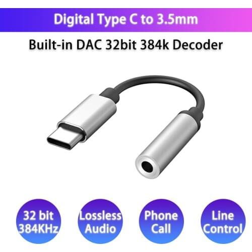 USB Type C DAC to 3.5mm Earphone Jack Adapter Digital Audio Converter HiFi Decode for SAMSUNG Note10 OnePlus Pixel Huawei Xiaomi