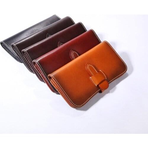 Genuine leather cowhide vintage handmade purse women wallet card holder high quality
